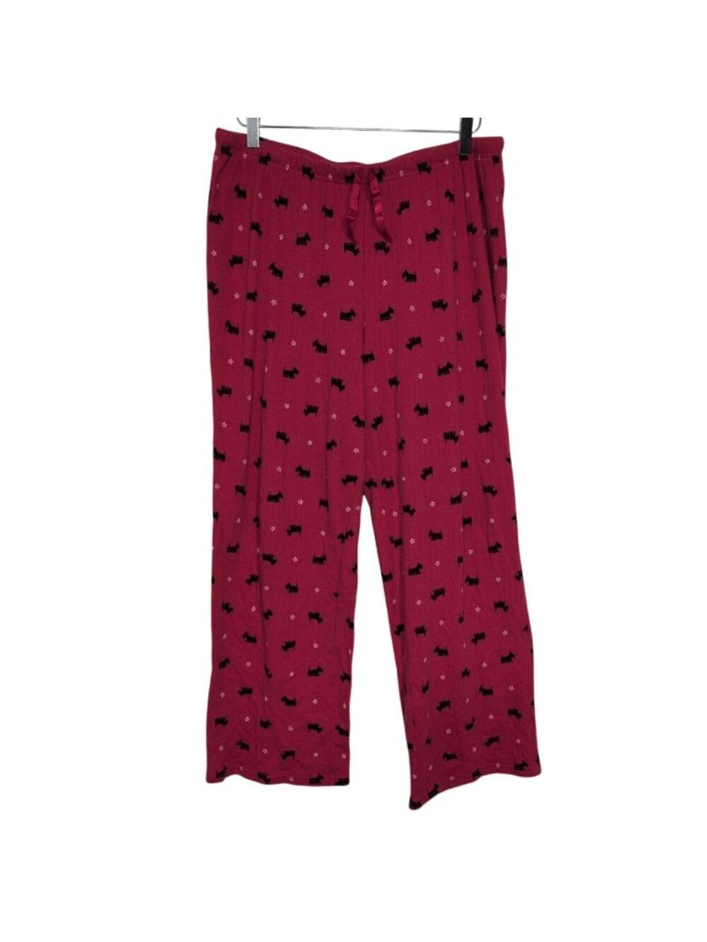 Croft & Barrow Scottie Dog Pajama Pants Womens Size Large Red Stars Pull On